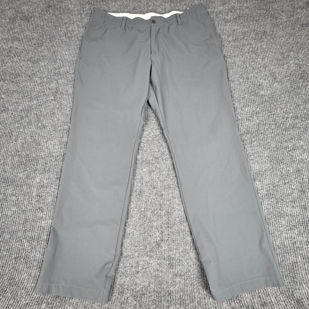 Under Armour Men Gray Golf Pants Straight Leg Flat Front Size 40x32